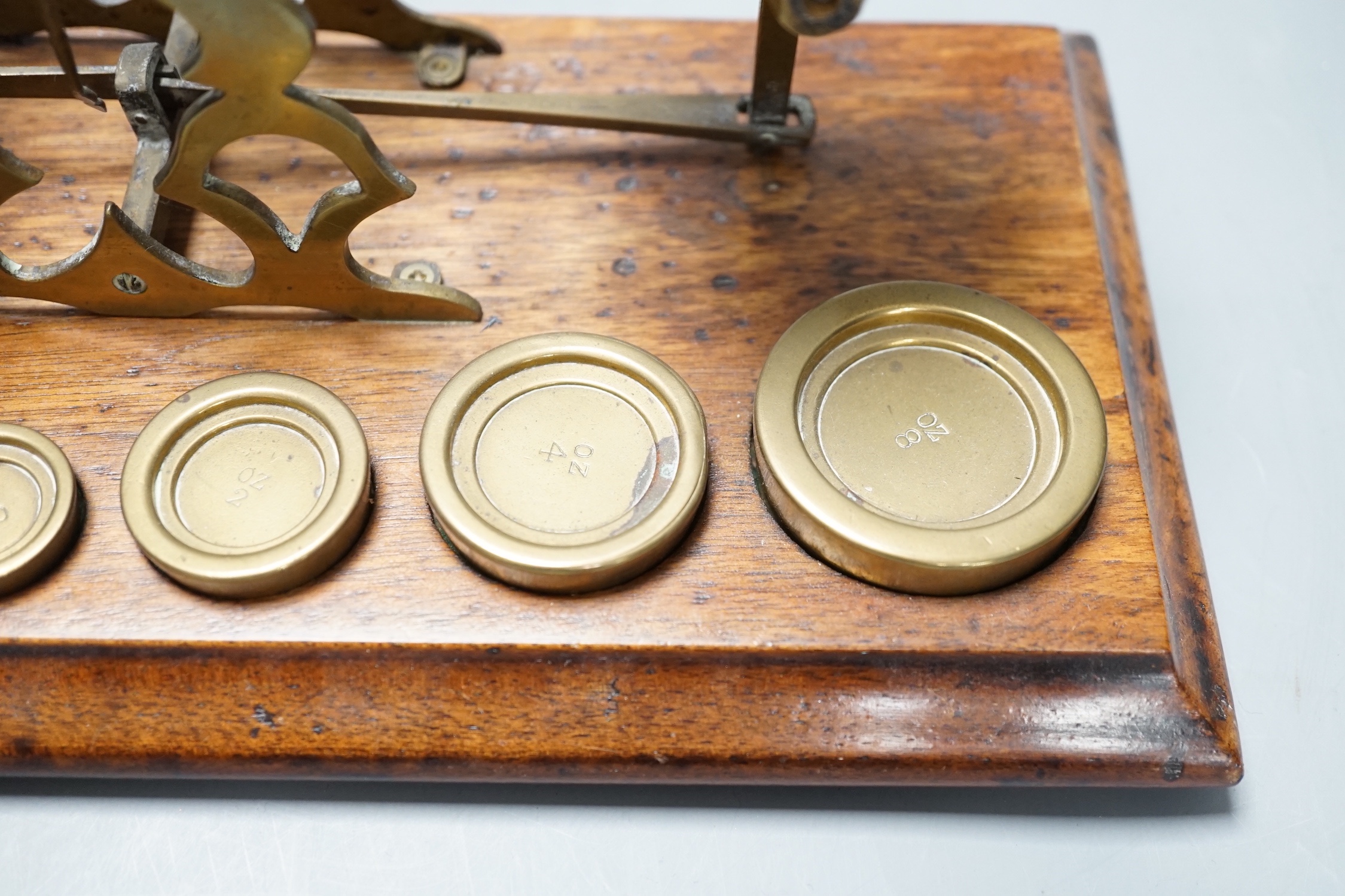 An India & colonies brass and mahogany scale set by S Mordan & co., London
